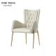 White Metal Frame Dining Chairs With Stainless Steel Legs Leather Cream Leather Tufted Dining Chairs