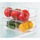 Refrigerator Organizer Bin with Removable Dividers Clear Plastic Storage Bins for Freezer, Kitchen Cabinets