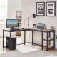 80cm Height L Shape Writing Desk 2 Tier Open Shelf Metal Tube Legs