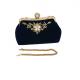 Blue Suede Evening Clutch Handbag Inlaid Crystal Diamond 23cm×12cm×10cm