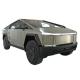 Silver Tesla Cyber Off-Road Pickup Truck with All Steel Body and 180 Km/h Max Speed