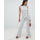 OEM high quality girls high neck jumpsuit in polka dot