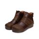 S074 Autumn and winter new female short boots retro handmade leather leather stitching flat zipper women's boots
