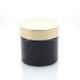 Glossy Black 60g Cream Jar Packaging glass material With Plastic Lid