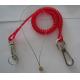 Translucent red 2.3mm safety lanyard spring coil cable heavy duty w/customized size hooks