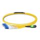 2m (7ft) MPO Female to 6 LC UPC Duplex OS2 9/125 Single Mode Fiber Breakout Cable, 12 Fibers Type B, Elite, LSZH, Yellow