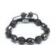 Adjustable Shamballa Bracelet, Black Crystal Pave Balls & Gun Black Plated Alloy Skull Beads