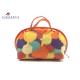 Fashion Lady Handbag Fabric Makeup Bag Orange Leather Handle Size 21X14X16cm