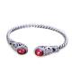 Sterling Silver Cable Bracelet with Garnet Open Adjustable Cuff Bracelet (XH049954W)