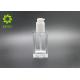 Clear Square Glass Bottles , Empty Cosmetic Bottles Wtih White Lock Pump
