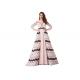Zipper See Through Back Long Sleeve Maxi Prom Women Gown Pink And Black Color