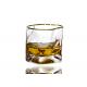 Golden Rim Hand Blown 95mm 7 Oz Twist Whiskey Glasses Irregular Shape, Lead Free Crystal Whiskey Glasses