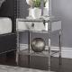 Rivet style 1 drawer side table stainless steel frame mirrored nightstand for bedroom