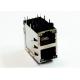 ARJM21A1-805-BA-EW2 2x1 Port 2.5GM Stacked RJ45´s With Separated CT With LEDs