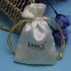 Soft Gift Satin Pouches For Jewelry , Custom Size White Drawstring Bag