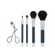 4 Pieces Goat Hair Natural Makeup Brush Set With Stainless Steel Eyelash Curler