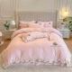 4 Pcs Embroidery Bedding Set for King Size Comforter in Luxury Washed Cotton Silk