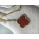 LongVan Cleef Arpels 18K Gold Necklace With Red Flower Shape No Diamond