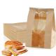 Large Grease-Proof Bread Snack Kraft Paper Bag with Front Window Eco Friendly Packaging