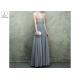 Hanging Neck Gold A Line Ball Gown Dress Beaded Deep V Neck Floor Length Chiffon