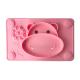 Pink Silicone Baby Tray Food Grade Cow Shape BPA Free Feeding Suction Plate