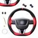 Black Suede and Red Artificial Leather DIY Steering Wheel Cover for Seat Leon 2009-2012
