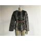 Brown Multi Textured Ladies Faux Fur Coats Collarless With Pu Belt TW74140