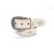 White Color Mens Casual Leather Belt Laser Style For Jeans Silver Prong Buckle