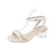 Transparent High Square Heel Thick Soled New Lady Sandals Pearl Beautiful