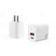 1C1A Dual USB 20W GaN PD PD Power Adapter 5V 3A, 9V 2.22A Type-C Charger 12V 1.67A Wall Transformer with INDIA Plug