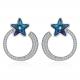 7.2g 2.6x2.1cm Star Hoop Earrings Gift 5A CZ Solid Silver Earrings