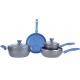 7PCS grey aluminum forged blue marble Colorful heat resistant coating cookware set