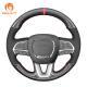 Custom Hand Stitching Black Carbon Soft Suede Steering Wheel Cover for Dodge Challenger Charger Durango 2015-2021
