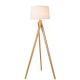 Cool White Wooden Floor Lamp With Reading Light LED Tripod Easy To Install