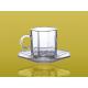 Engraving, Hot Stamping , Painting Clear Glass Coffee Mugswith Water saucer (Customized)