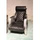 antique black leather chair with aluminium frame,#730B
