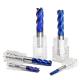 HRC65 Solid Carbide Corner Radius End Mill , 4 Flute End Mill With Blue Nano Coating