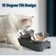 15° Tilted Raised Stainless Steel Indoor Cats Bowls With Stand For Food And Water