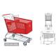 PST-M180L Red Color Supermarket shopping Trolley with Four Wheels 180L shopping cart for Grocery Store