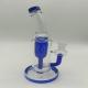 ISO9001 Blue Male Straight Glass Water Pipe Rrecycler Water Bong With Ice Catcher And Percolator