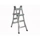 1.2*1.5mm Foldable Aluminium Ladder , Aluminium Telescopic Ladder With Wheel