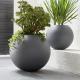 Factory direct sales light weight matt grey outdoor round fiberglass ball flower pots for home and garden