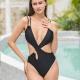 High Elasticity Nylon Ladies One Piece Swimsuit With One Piece Style Fashion  Black Color
