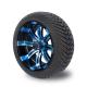 225/30-14 DOT 14 Inch Golf Cart Wheel And Tire Combo Blue / Glossy Black Wheels 101.6 PCD