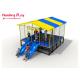 Combined Trampoline Park Equipment ,  25 Sqm Square Trampoline With Slide Roof