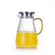 Round Handle Glass Drink Pitcher , Insulated Heat Resistant Glass Pitcher With Lid