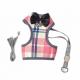 Bowtie Cat Dog Harness Vest British Style Plaid Hareness Breathable Mesh Padded