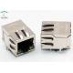 Right Angle RJ45 100Base T Connector Horizontal Entry Standard Latch Down