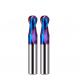 HRC65 Degree Carbide End Mill , Blue Nano Coating Ball Nose CNC Milling Cutter