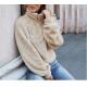 Small Order Clothing Manufacturers Women'S Double Sided Fleece Long Sleeve Zip Pullover Stand Collar Jacket Top